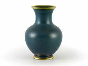 Bình Hoa Minh Long - Xanh Ngọc Bích Matte Chỉ Vàng 22cm