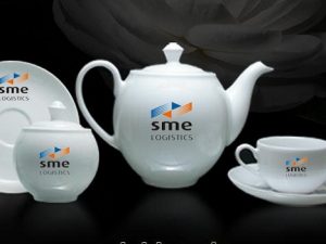 bộ ấm trà gốm sứ minh long camellia trắng 0.8 l Giá In Logo SME